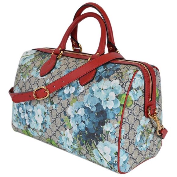 Gucci Blue GG Blooms Coated Canvas Medium Boston Top Handle Bag - Picture 2 of 7